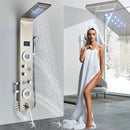 Ducha Vertical Com Hidro Cascata Led Visor Inox Spa SlimFlow