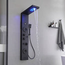 Ducha Vertical Com Hidro Cascata Led Visor Inox Spa Black Full