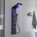 Ducha Vertical Com Hidro Cascata Led Visor Inox Spa Black Full
