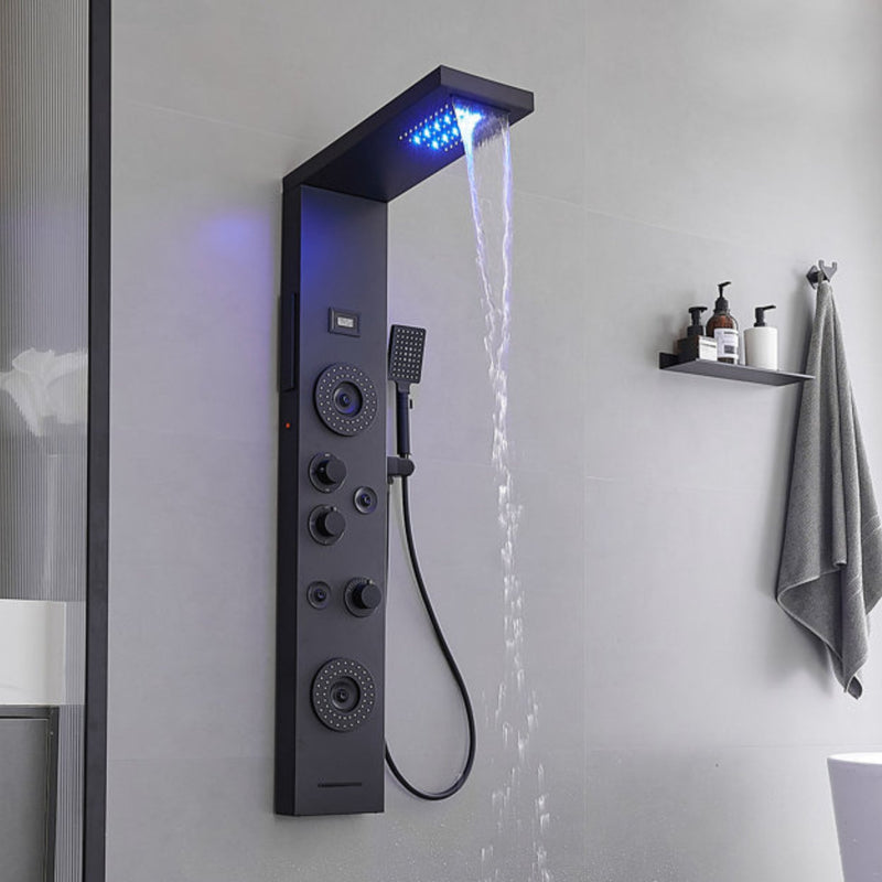 Ducha Vertical Com Hidro Cascata Led Visor Inox Spa Black Full