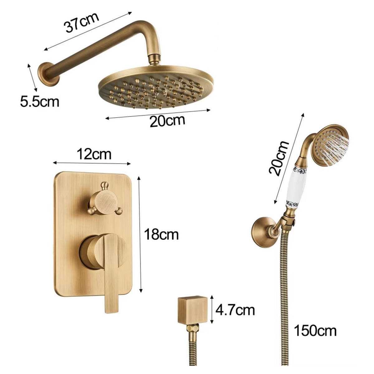 Chuveiro Vintage Inox Completo com Monocomando e Ducha Heritage - Homedeccori