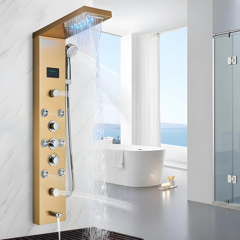 Ducha Vertical Com Hidro Cascata Led Inox AquaRelax