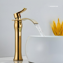 Torneira Para Banheiro Dourada Bica Alta Monocomando Cascata Luxo Misturador Sink