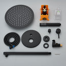 Chuveiro Á Gás Completo Inox 40cm Preto Fosco Hatmar