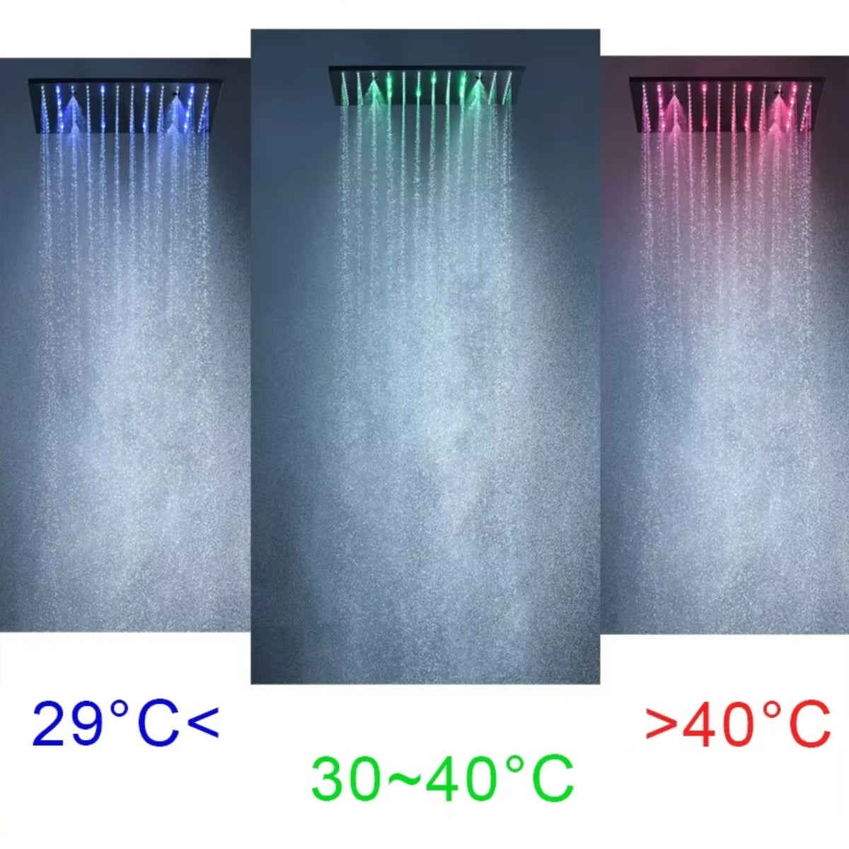 Ducha de Teto Spa Inox 50x50 LED Slim Velt Preto Fosco - Homedeccori