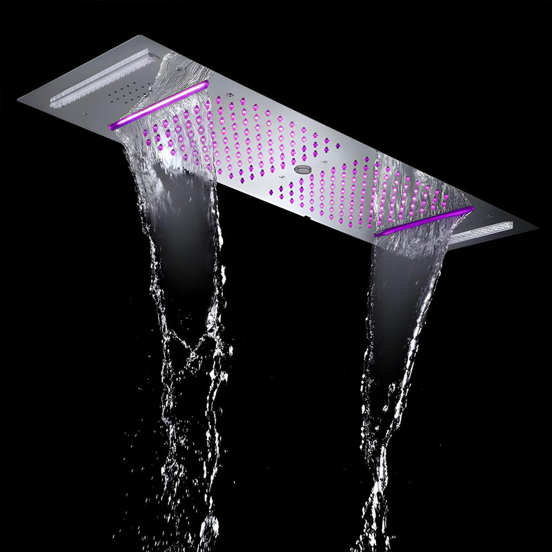 Ducha de Teto Embutir Spa Inox 90x30cm LED Bluetooth Stellar