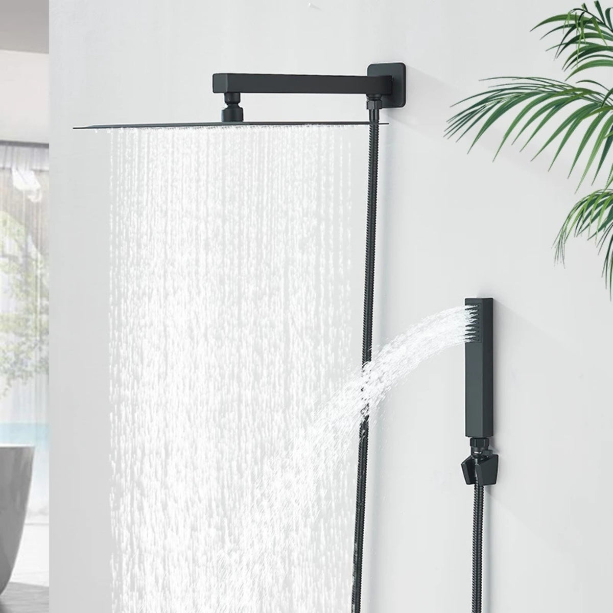 Ducha Chuveiro Á Gás 30x30 Inox com Ducha Manual Zeft