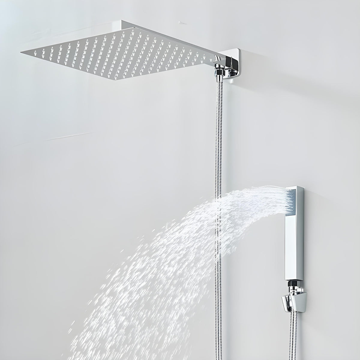 Ducha Chuveiro Á Gás 30x30 Inox com Ducha Manual Zeft