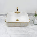 Kit Cuba Cerâmica Banheiro Com Torneira e Válvula Dourada Dorali