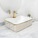 Kit Cuba Cerâmica Banheiro Com Torneira e Válvula Dourada Dorali