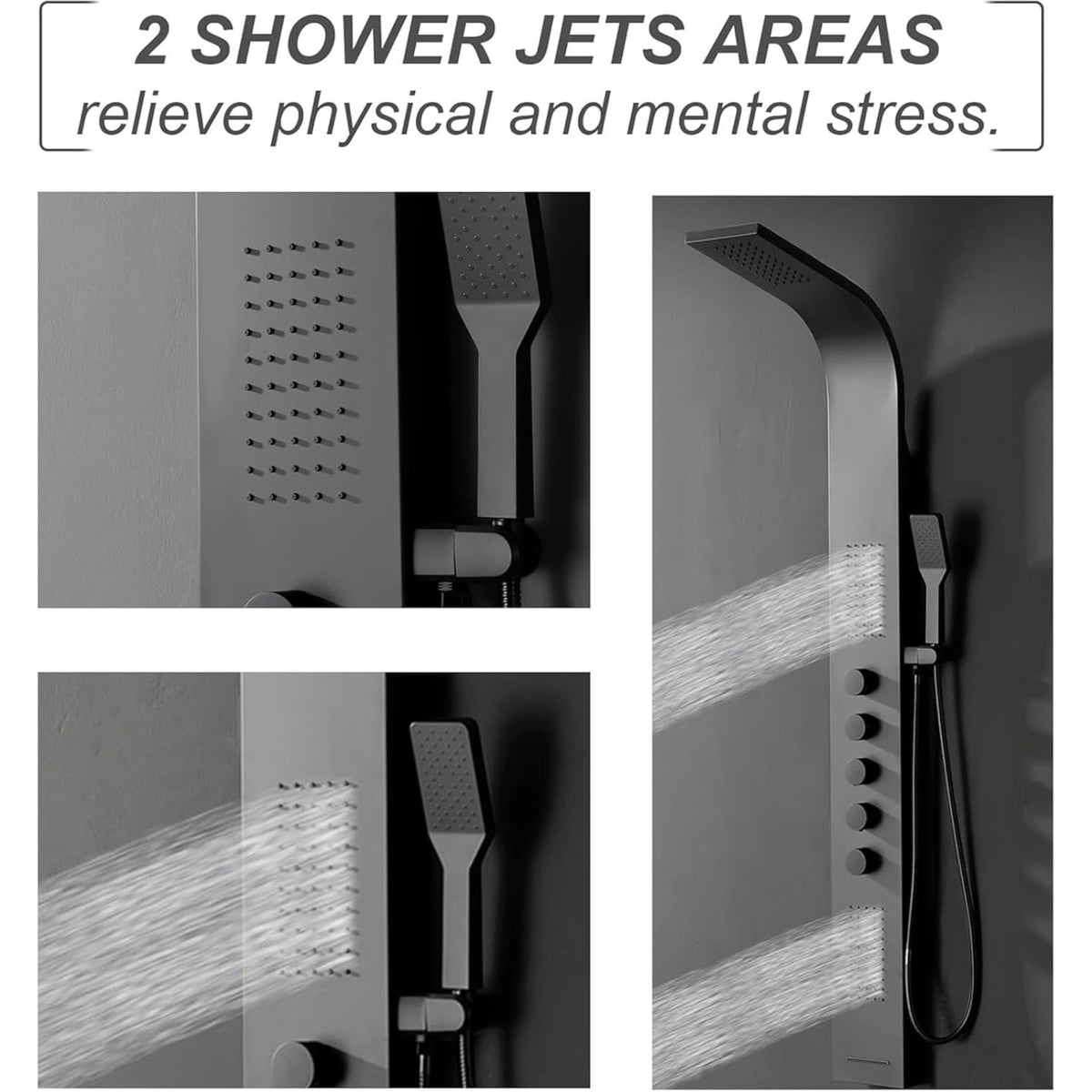 Ducha Vertical Inox Com Hidro Spa 4 Funções Black Sea