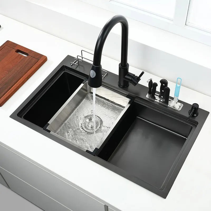 Cuba Gourmet Inox Pia Dupla Preta 78×46cm Completa Aqua Prime
