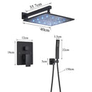 Chuveiro Gás Inox Quadrado Parede LED 40cm Completo ShowerLuxe