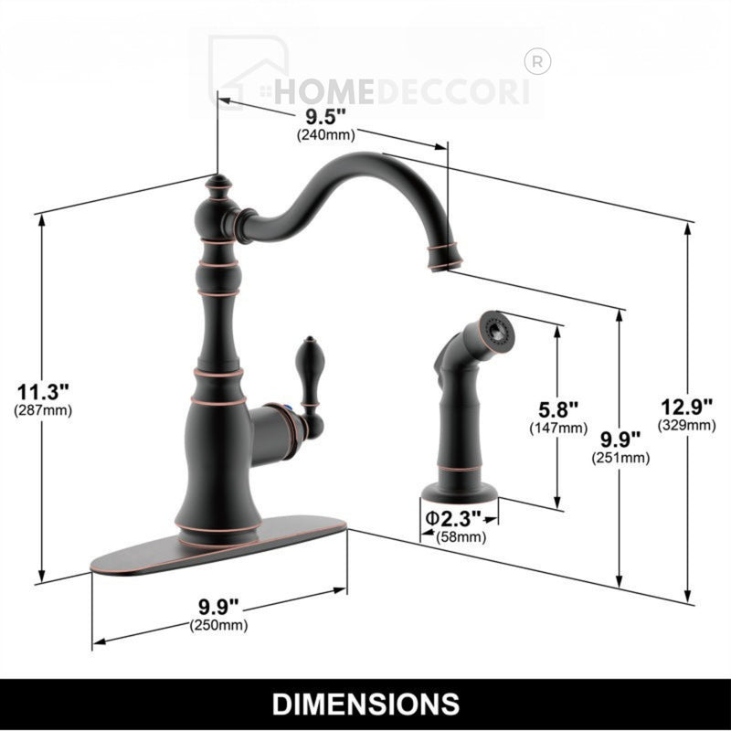 Torneira Gourmet Inox Monocomando Retrô Black Side Spray