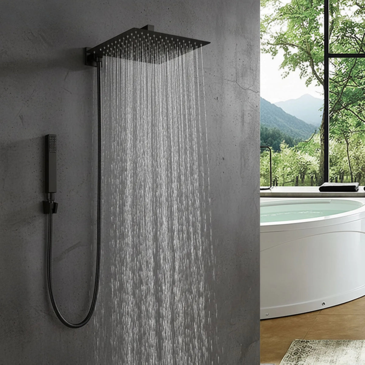 Ducha Chuveiro Á Gás 30x30 Inox com Ducha Manual Zeft