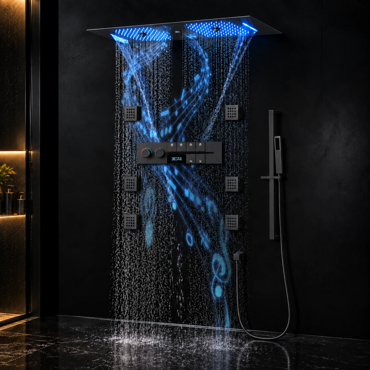 Ducha De Teto Embutir Inox 90x30 LED Bluetooth Spa Ferrara