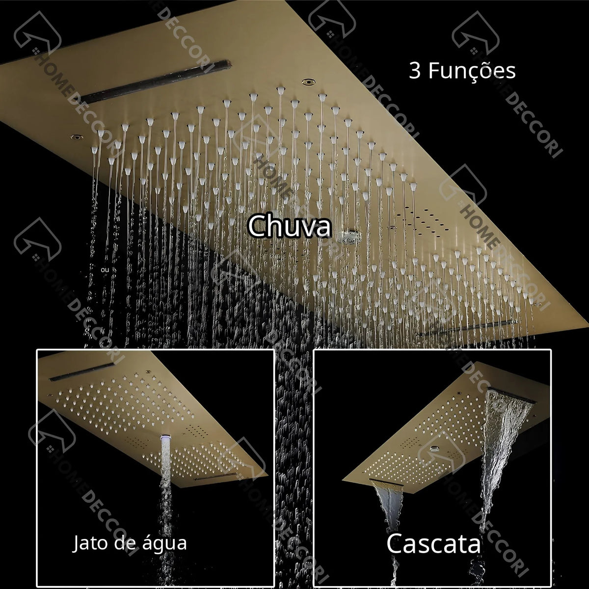 Ducha De Teto Embutir Inox 90x30 LED Bluetooth Spa Corinto - Homedeccori