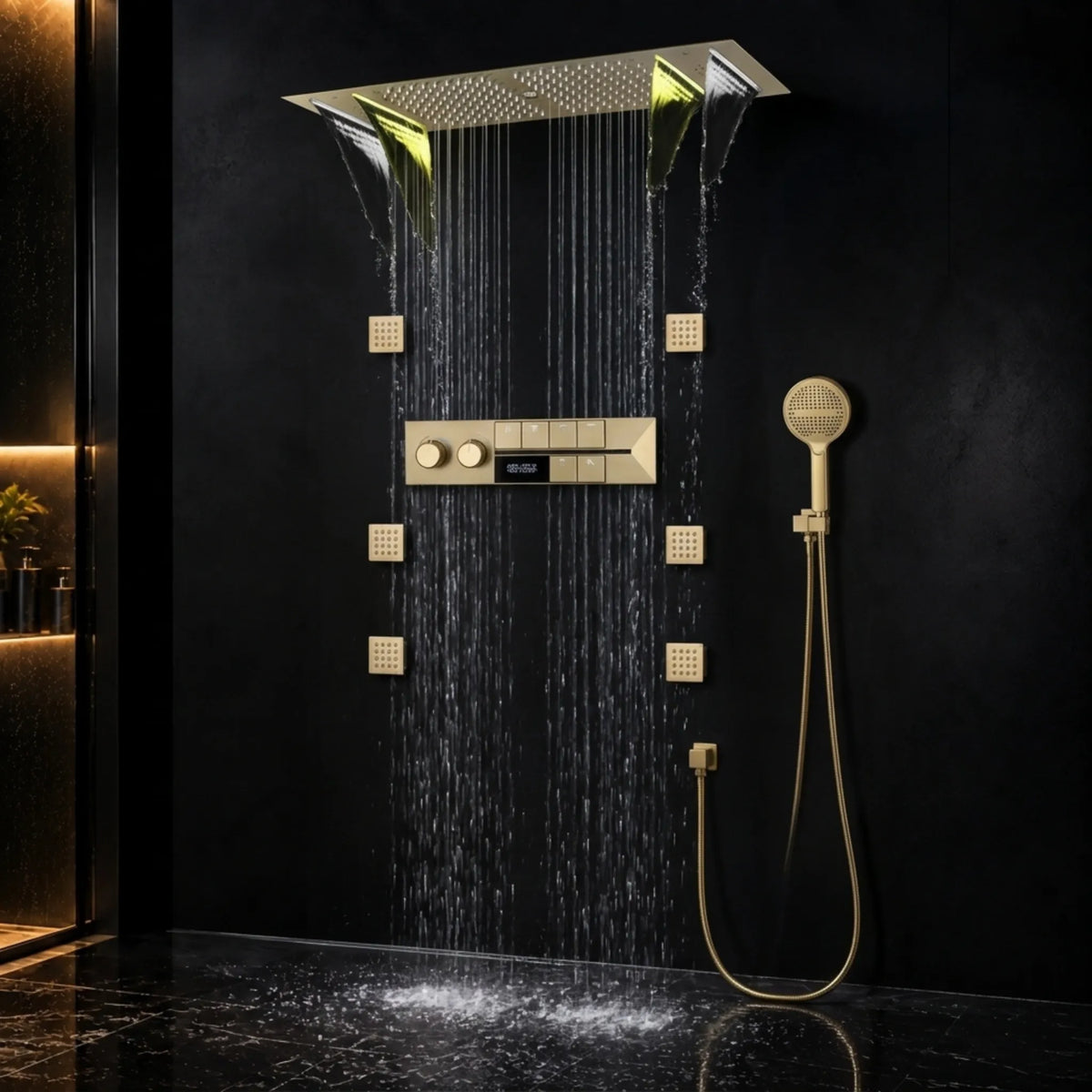Ducha De Teto Embutir Inox 90x30 LED Bluetooth Spa Torrente