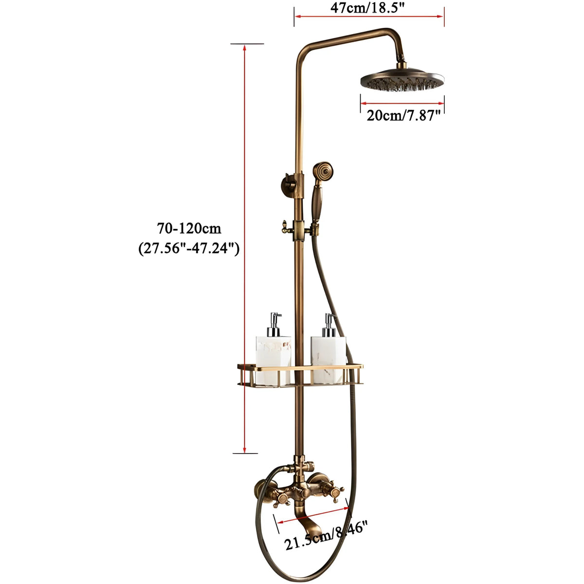 Chuveiro Vintage Com Torneira Monocomando e Misturador Bronze Antigo Spark - foto 9 - Homedeccori