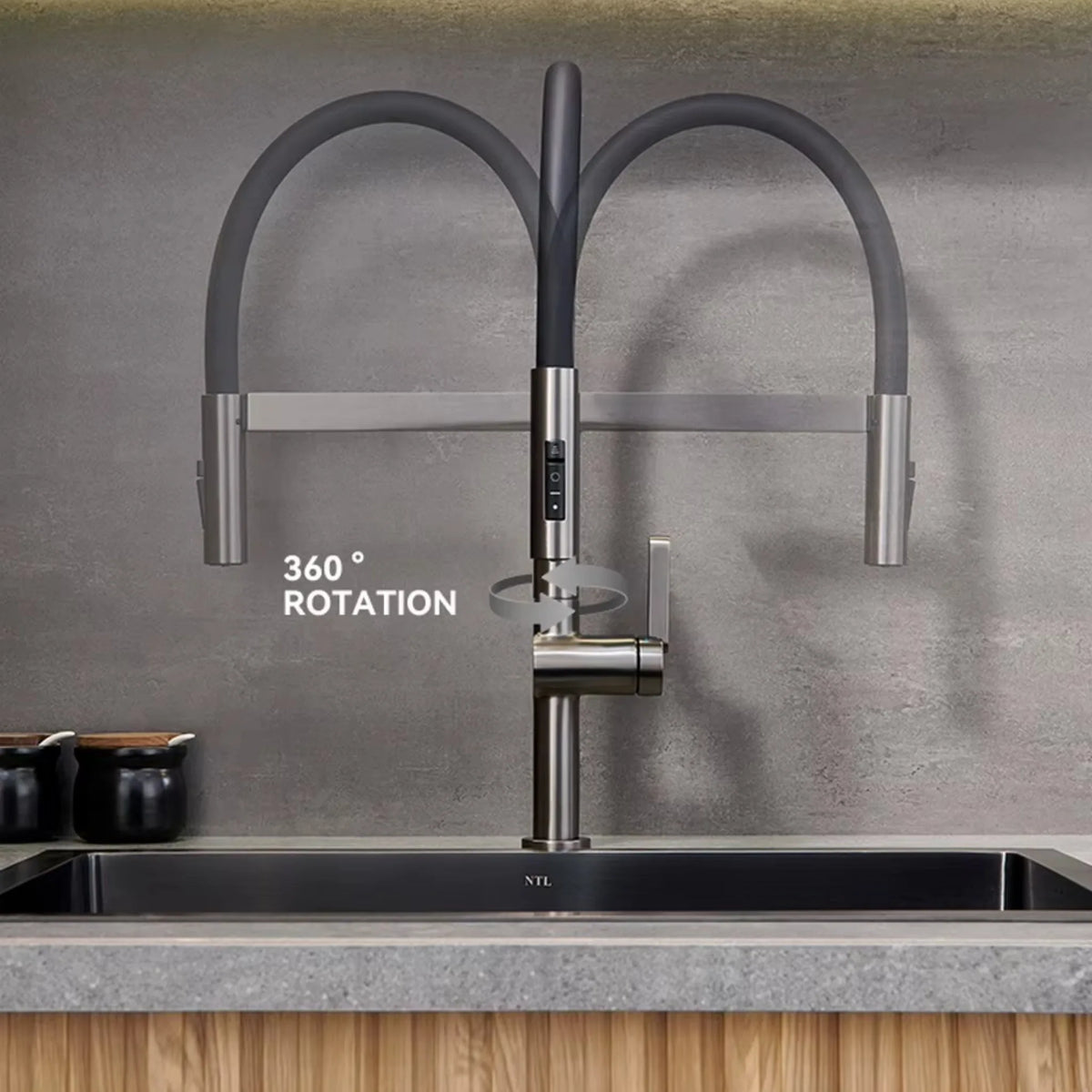 Torneira Gourmet Inox Extensível Spray 360 Bica Alta Armon