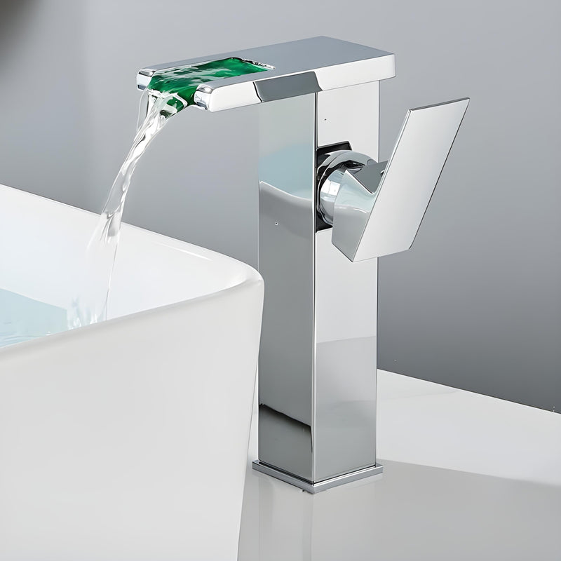 Torneira Para Banheiro Monocomando Cascata Led Di Vetro