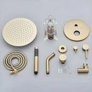 Chuveiro á gás Completo 20cm Dourado Escovado Parede Orelli