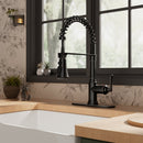 FURUISI Pull Down Single Handle Kitchen Faucet with Deck Plate, Oil Rubbed Bronze