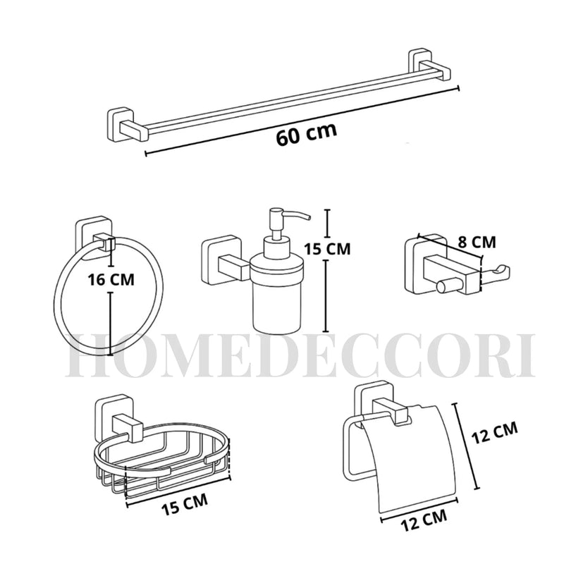Acessórios Para Banheiro Inox Dourado Redondo 6 peças Golden Circle