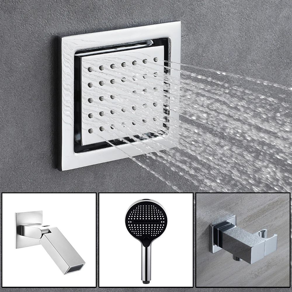 Ducha de Teto Inox 50x50 Spa Cascata LED Aquaville - Homedeccori