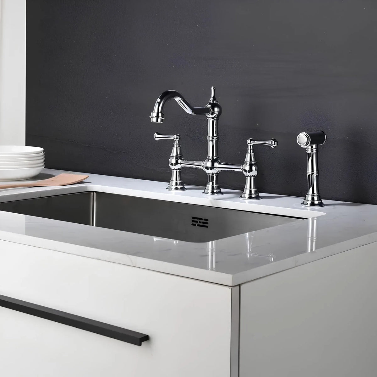Torneira Gourmet Cozinha Inox Duplo Comando Vintage Wexford - Homedeccori