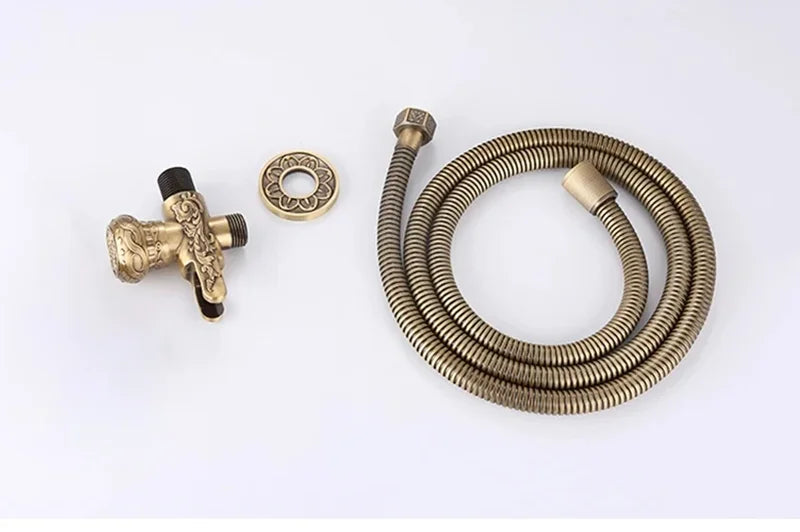 Kit Ducha Higiênica Bronze Antigo Cabo De Porcelana Orvieto