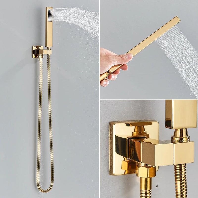 Chuveiro De Teto Inox Quadrado Dourado Ultraslim