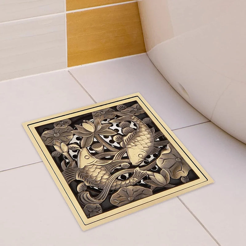 Ralo De Piso Para Banheiro Chuveiro Vintage Retrô Quadrado Grelha 10x10