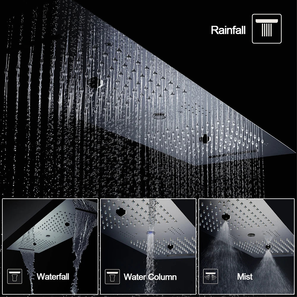 Ducha De Teto Embutir Inox 90x30 LED Bluetooth Spa Ferrara - Homedeccori