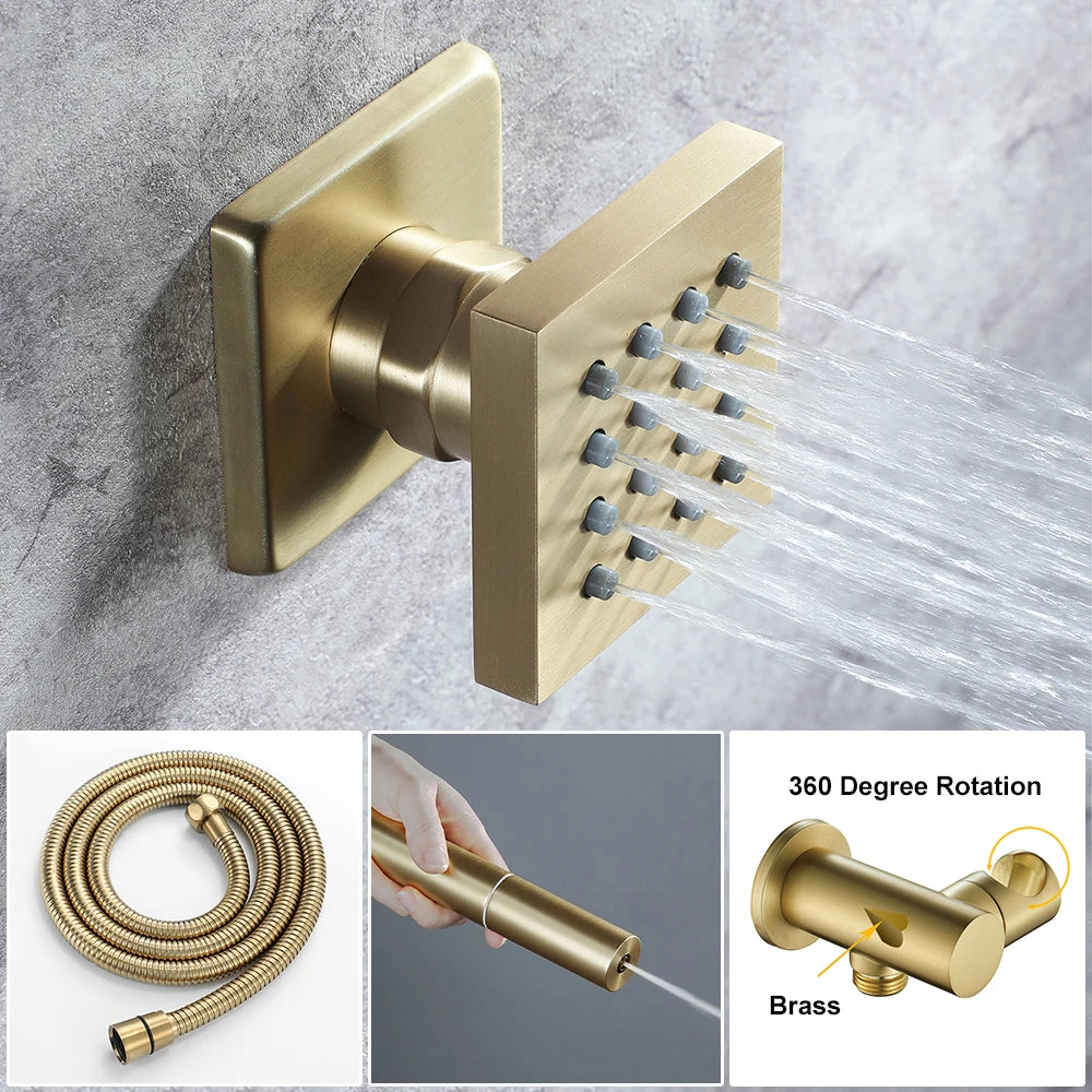 Ducha De Teto Embutir Inox 63x33 LED Bluetooth Spa Lumière