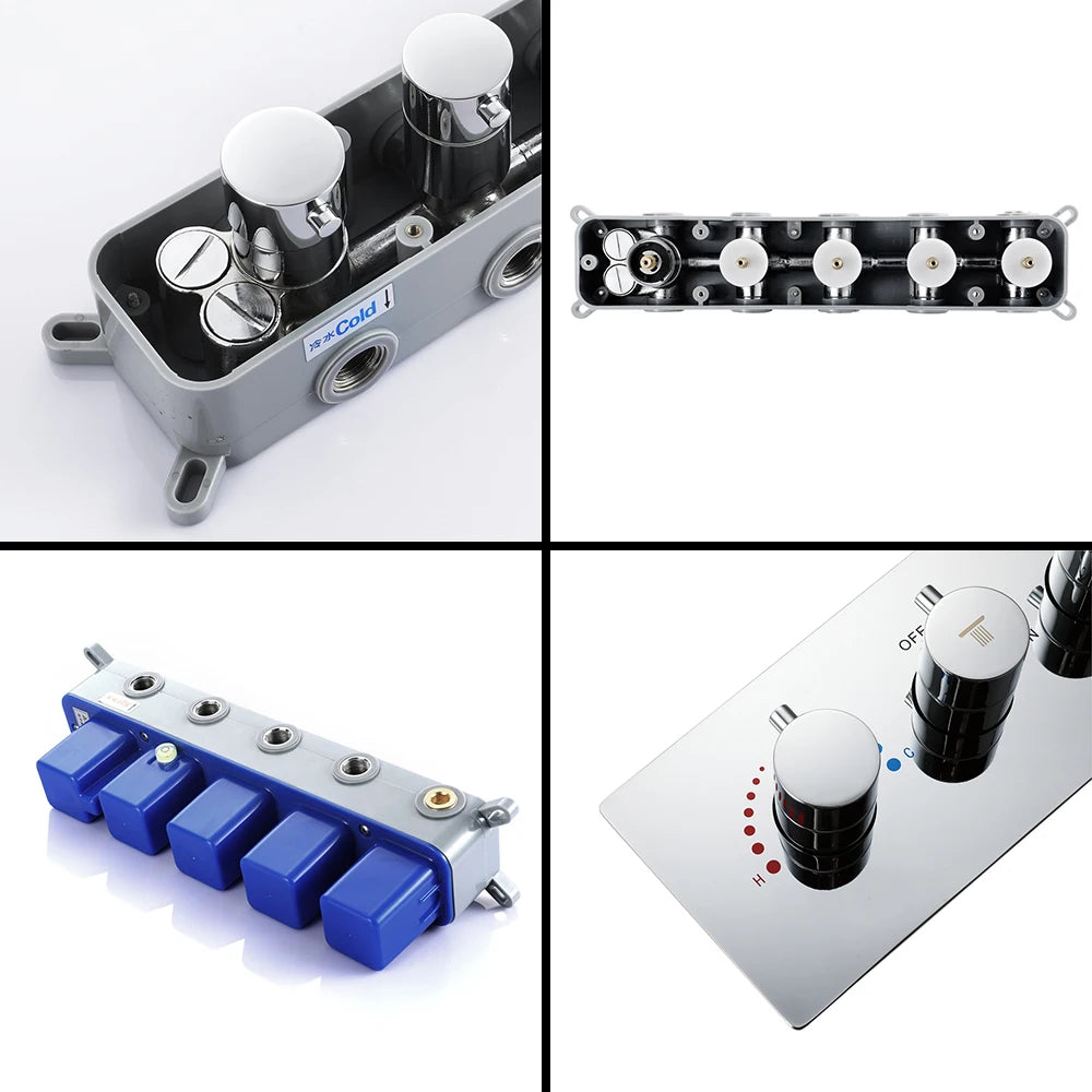 Ducha De Teto Embutir Inox 58x38 LED Bluetooth Spa Vortex