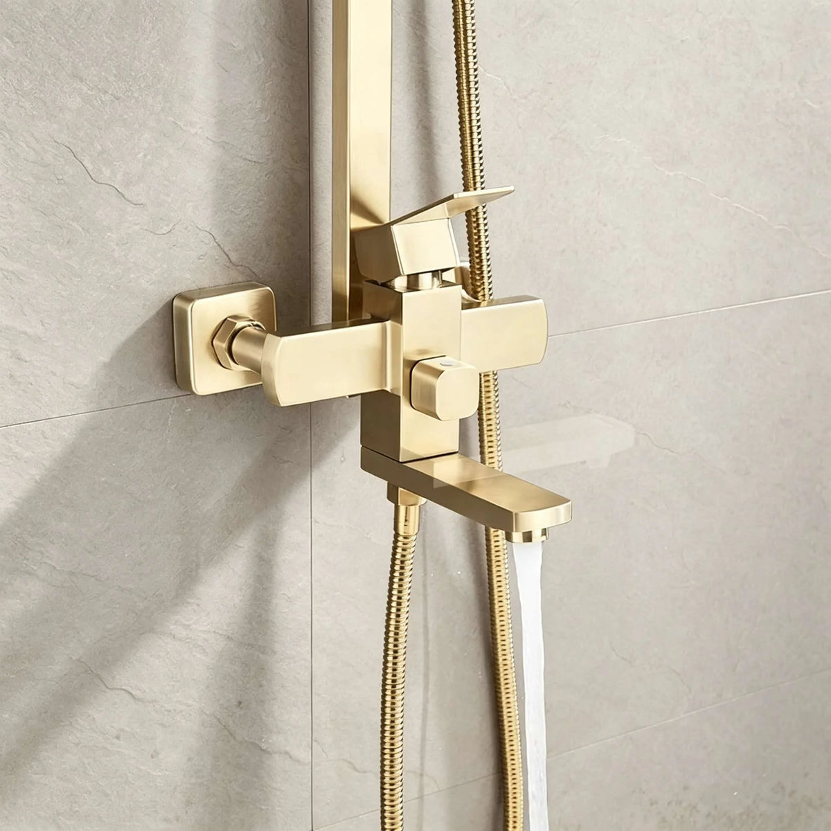 Coluna De Banho Inox Quadrada Monocomando Com Bica Arona