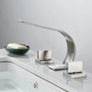 BAKALA-Deck Montado Torneira Cachoeira, Torneira Misturadora Do Banheiro, Alças Duplas, Escova e Ouro, Bica Larga, Banheira, 3 Peças