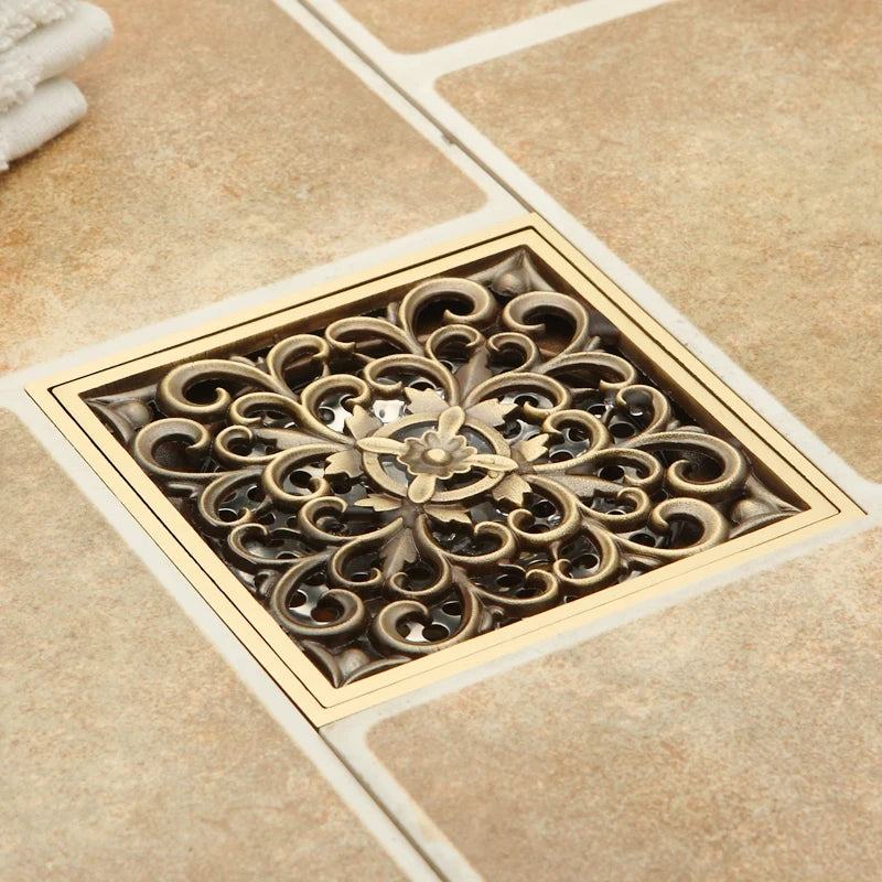 Ralo De Piso Para Banheiro Chuveiro Vintage Retrô Quadrado Grelha 10x10