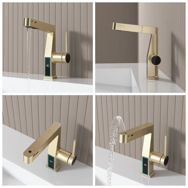 Torneira Para Banheiro Inox Monocomando LED Multifuncional Lumex - Homedeccori
