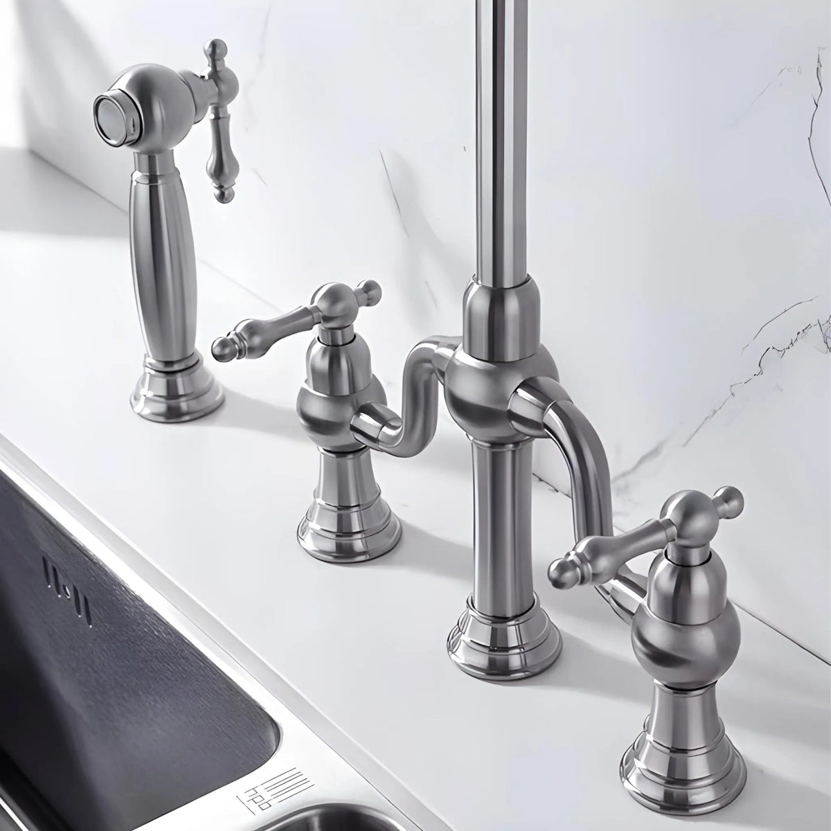 Torneira Gourmet Inox Duplocomando Extensível Ravenna