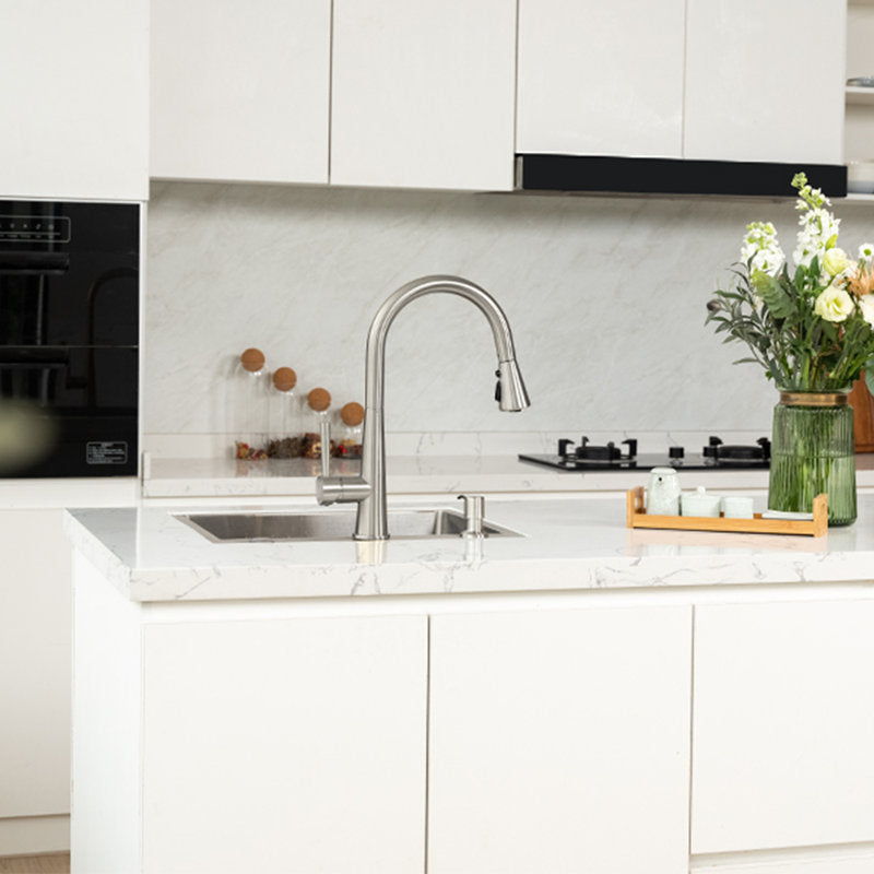 Single Handle 3 Functions Pull-down Sprayer Kitchen Faucet, Brushed Nickel
