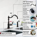 Single Handle Kitchen Faucet With Side Spray,2 Hole Or 4 Hole Installation