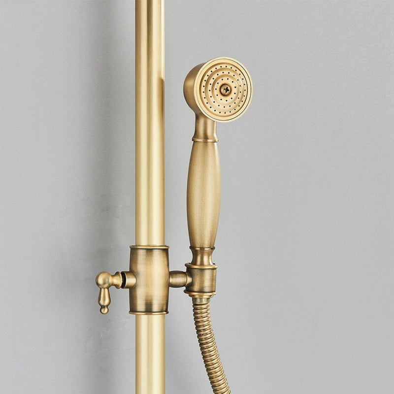 Chuveiro Vintage Com Torneira e Misturador Bronze Antigo Spark