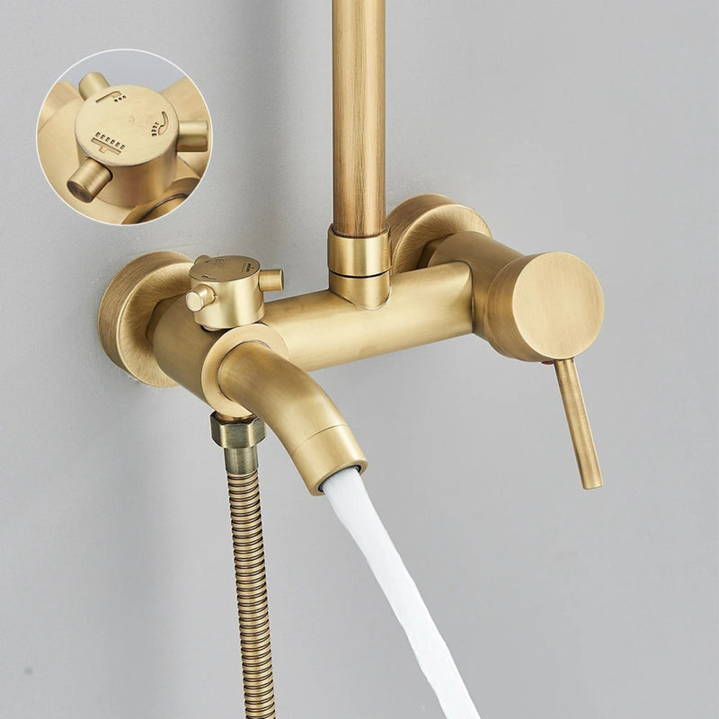 Chuveiro Vintage Com Torneira e Misturador Bronze Antigo Spark