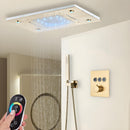 Conjunto Chuveiro Teto Inox Cascata LED Spa AquaLuminos