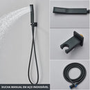 Chuveiro Gás Inox Quadrado Parede LED 40cm Completo ShowerLuxe