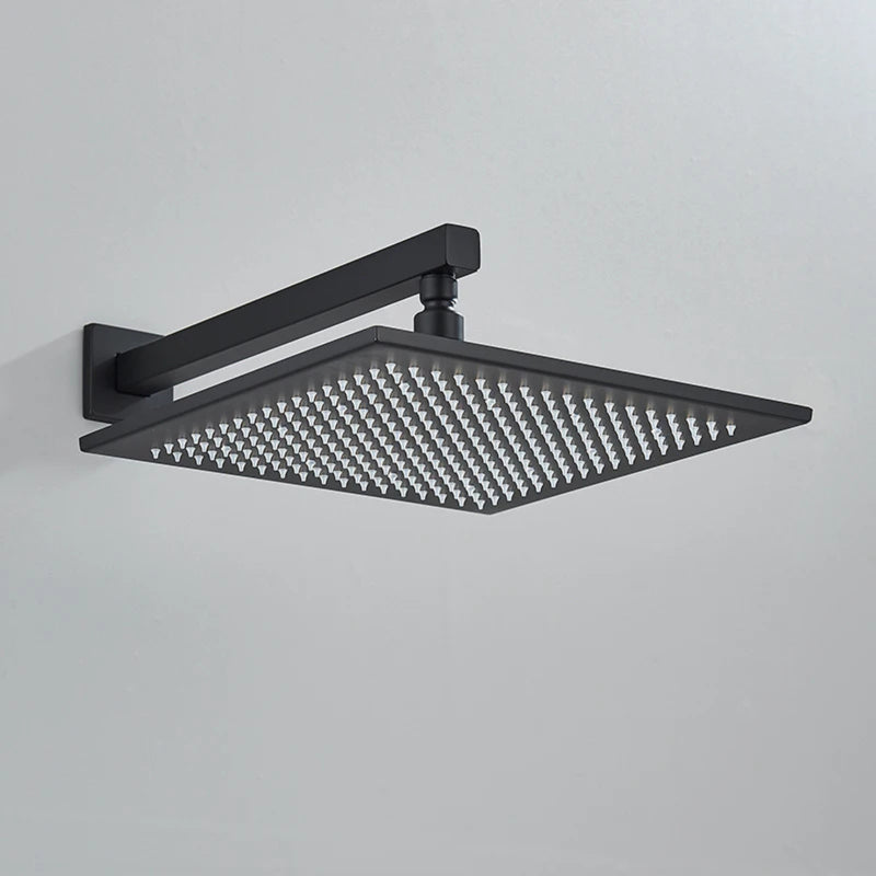 Chuveiro Gás Inox Quadrado Parede LED 40cm Completo ShowerLuxe