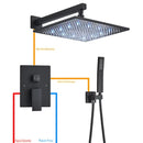 Chuveiro Gás Inox Quadrado Parede LED 40cm Completo ShowerLuxe