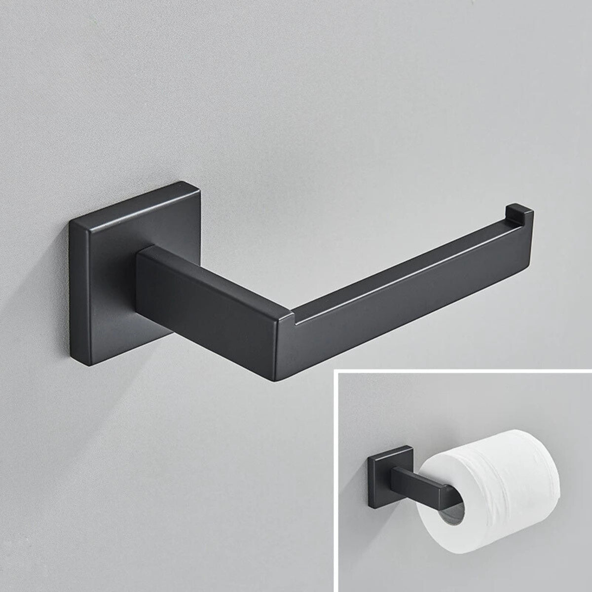 Porta papel higiênico Shine em inox 304 preto fosco para banheiro